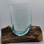 Lauco glas cilinder vaasje op hout